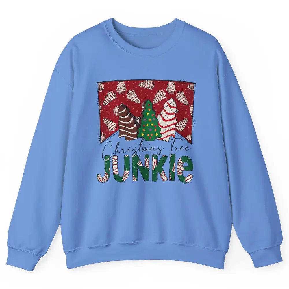 Funny Christmas Tree Cake Junkie Tis The Season Western Xmas Unisex Crewneck Sweatshirt