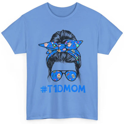 T1D Proud Mom Leopard Messy Bun Warrior Diabetes Awareness Classic Unisex T-Shirt