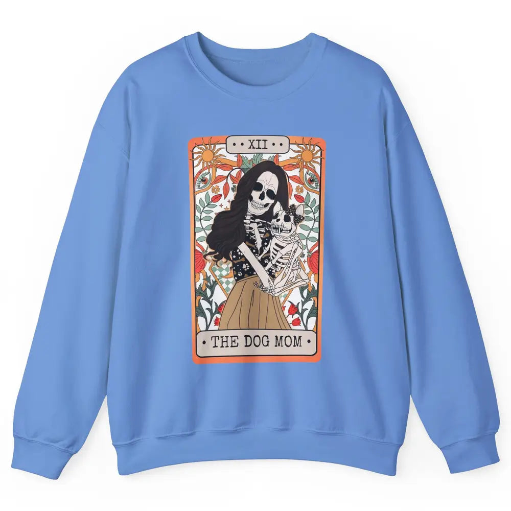 Retro Skeleton Tarot Card The Dog Mom Halloween Dog Lovers Unisex Crewneck Sweatshirt