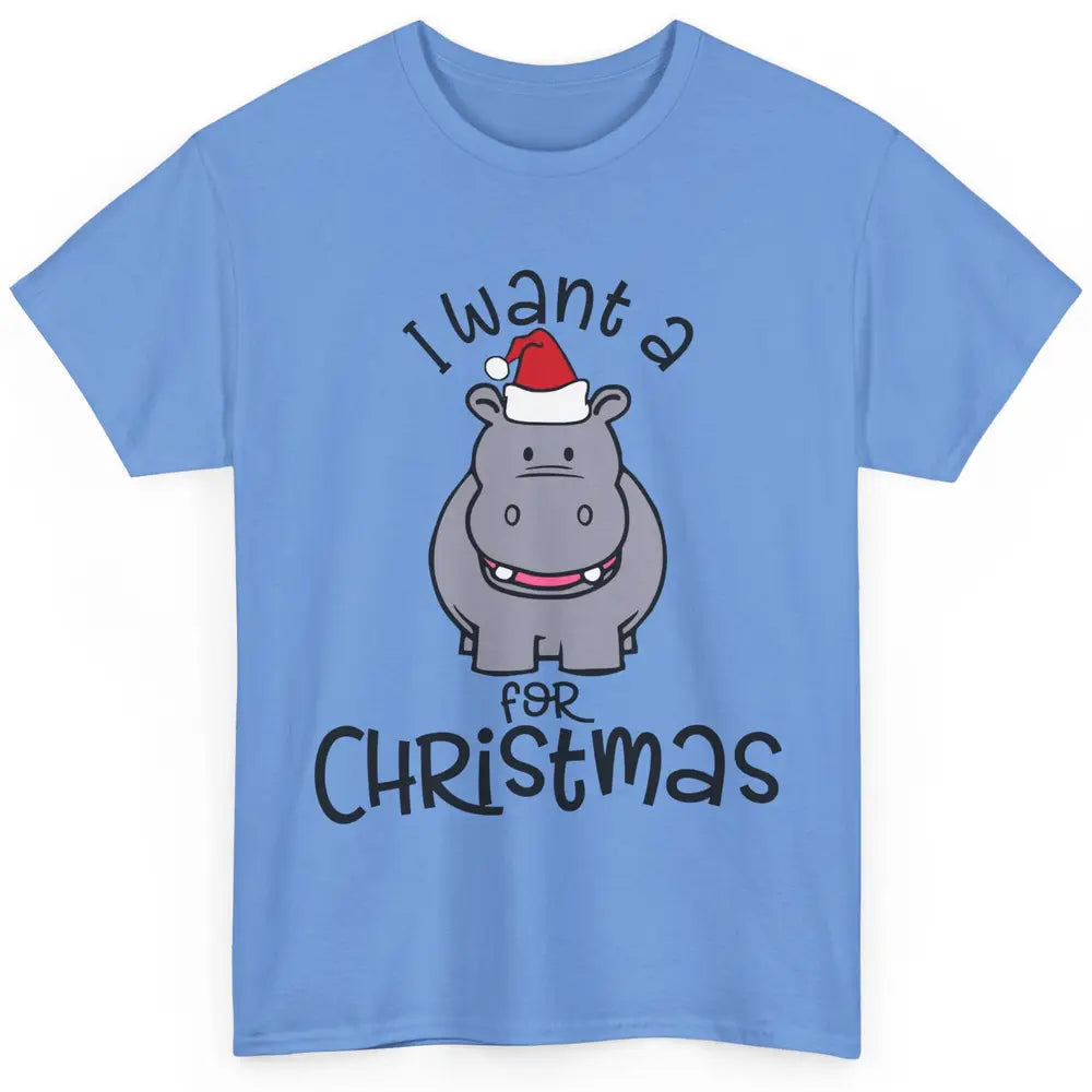 Funny I Want A Hippopotamus For Christmas Tree Hippo Santa Classic Unisex T-Shirt