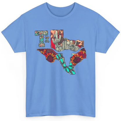 Texas Map Boho Texas State Leopard Western Desert Cactus Classic Unisex T-Shirt