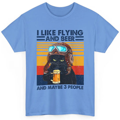 Funny Black Cat Skydiving I Like Flying Beer Maybe 3 People Classic Unisex T-Shirt