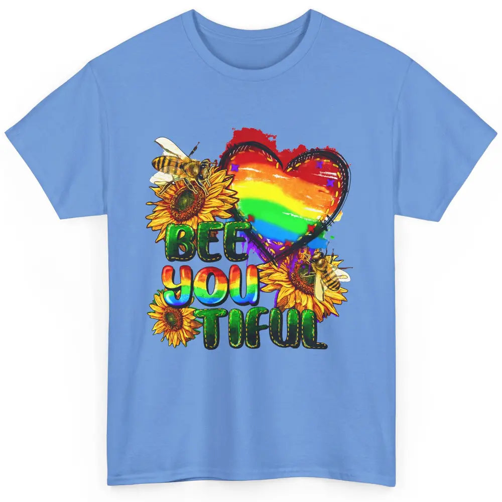 Bee You Tiful Pride Heart Rainbow Sunflower LGBT Pride Month Classic Unisex T-Shirt