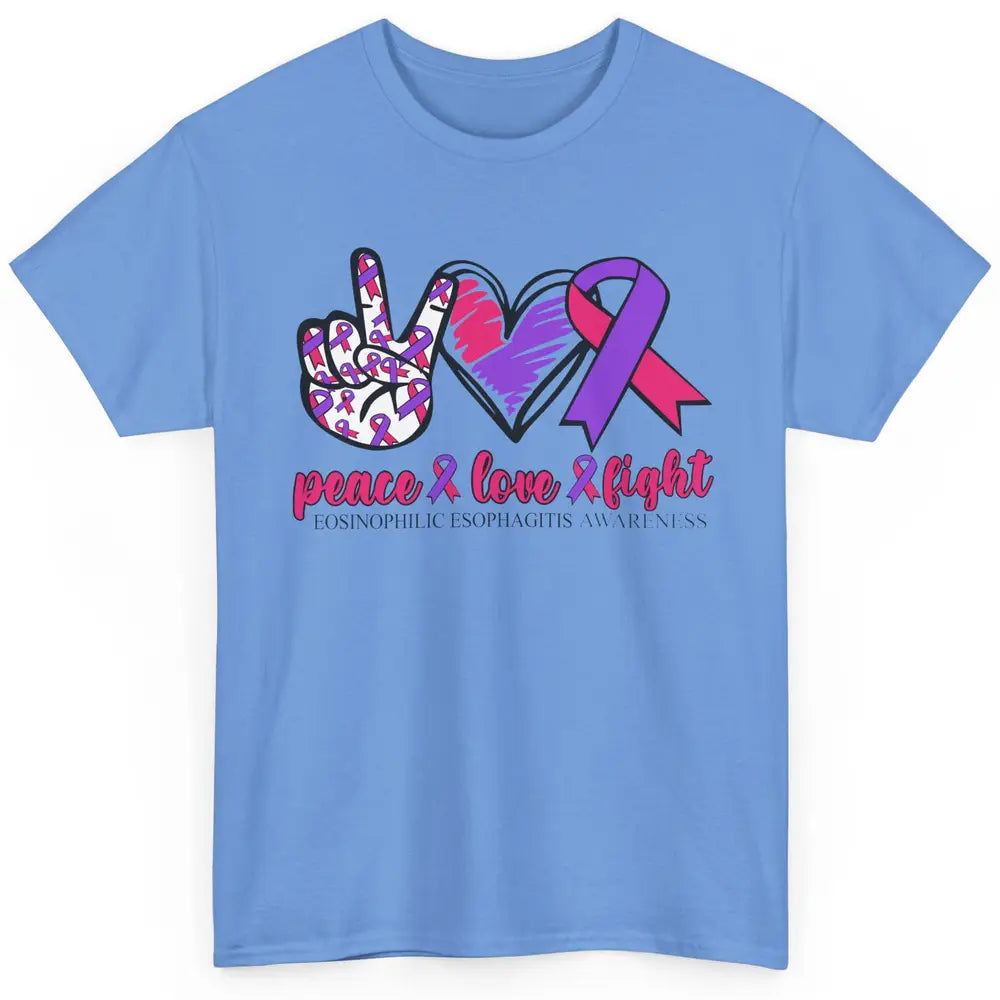 Eosinophilic Esophagitis Awareness Ribbon Peace Love Fight Classic Unisex T-Shirt