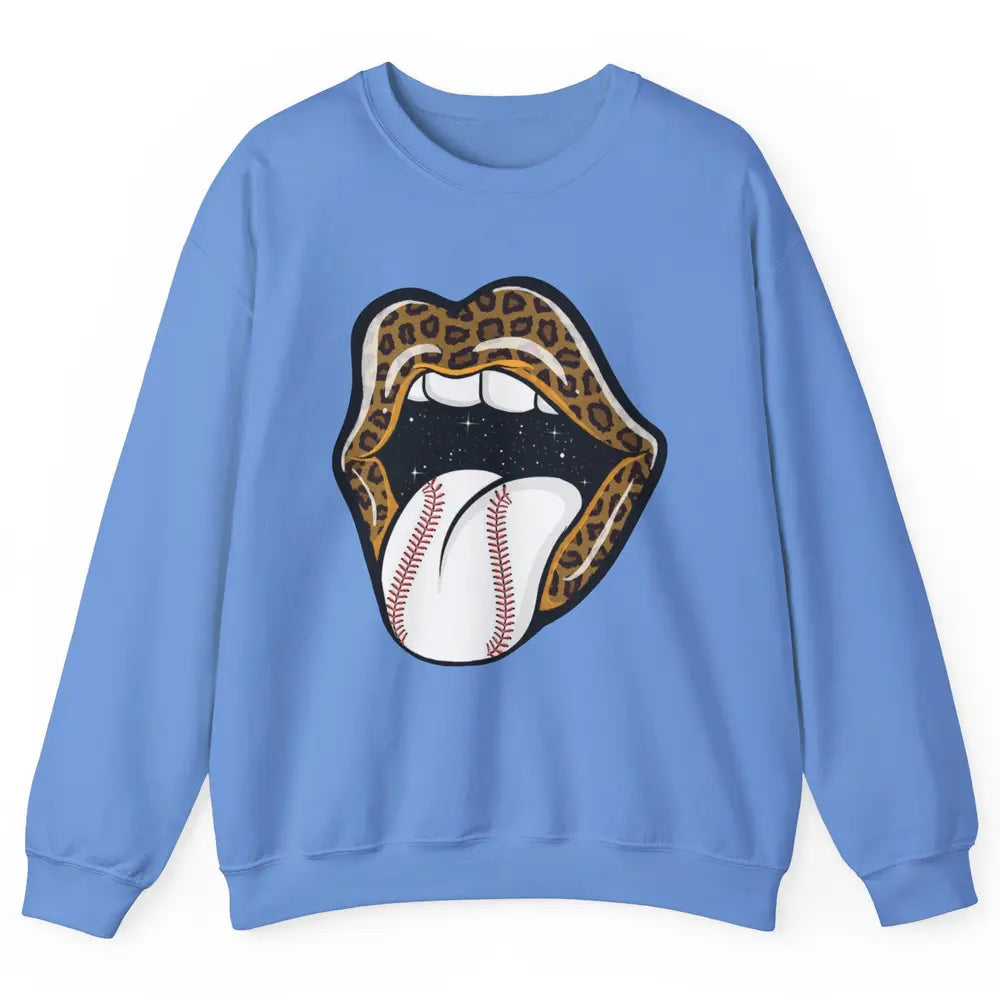 Baseball Lovers Leopard Lips Baseball Players Gift Unisex Crewneck Sweatshirt