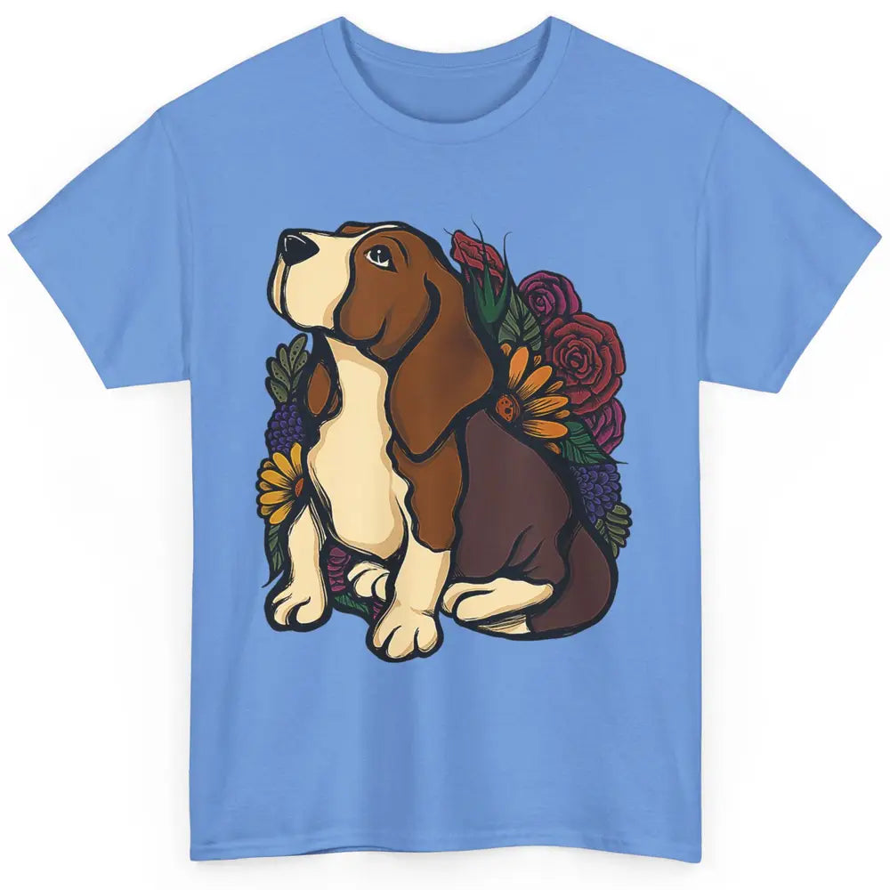 Cute Beagle Dog Floral Dog Mom Life Watercolor Wildflowers Classic Unisex T-Shirt