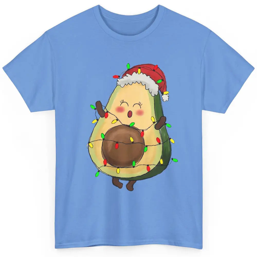 Avocado Santa Cute Avocado Christmas Lights Xmas Vegan Gift Classic Unisex T-Shirt