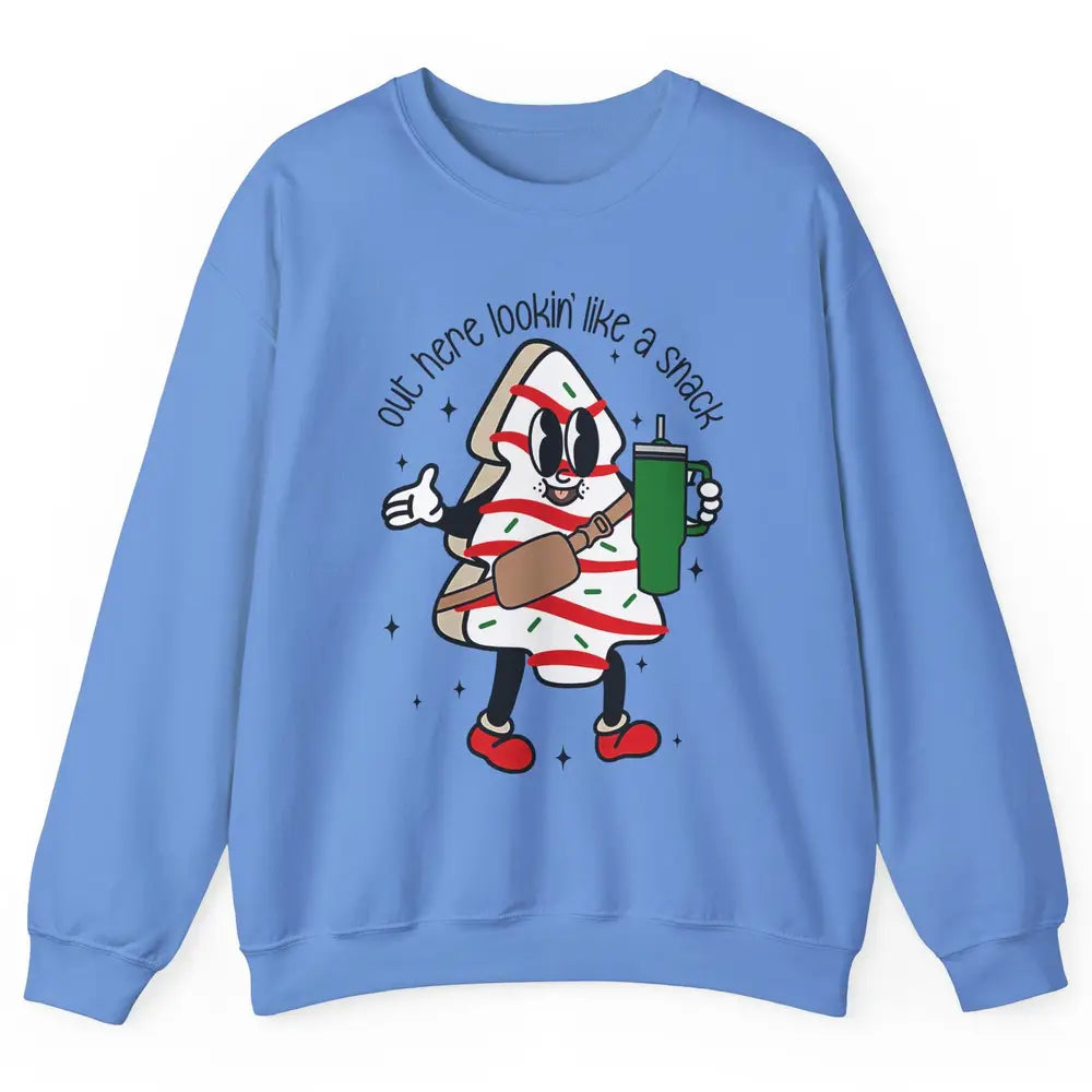 Funny Boo-jee Christmas Tree Cake Out Here Look Like A Snack Unisex Crewneck Sweatshirt