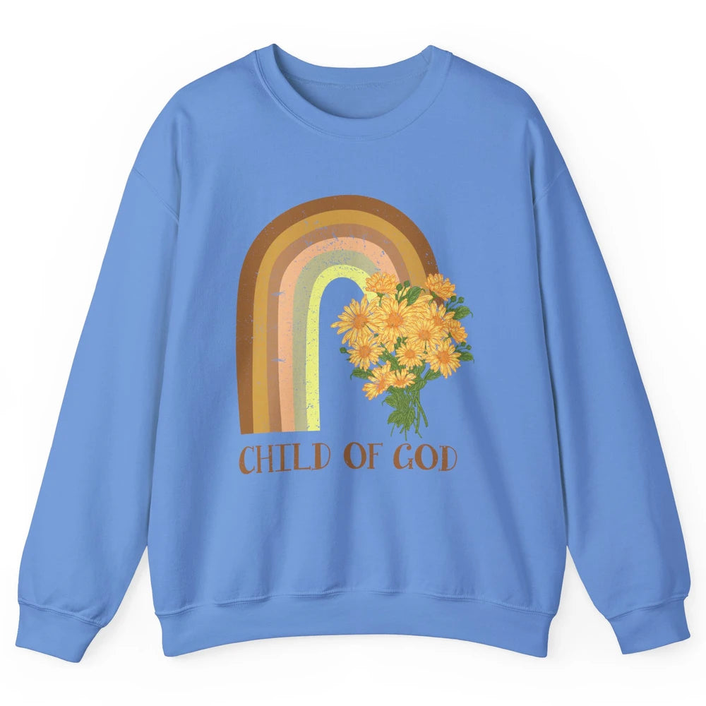 Vintage Sunflower Rainbow Child Of God Christian Religious Unisex Crewneck Sweatshirt