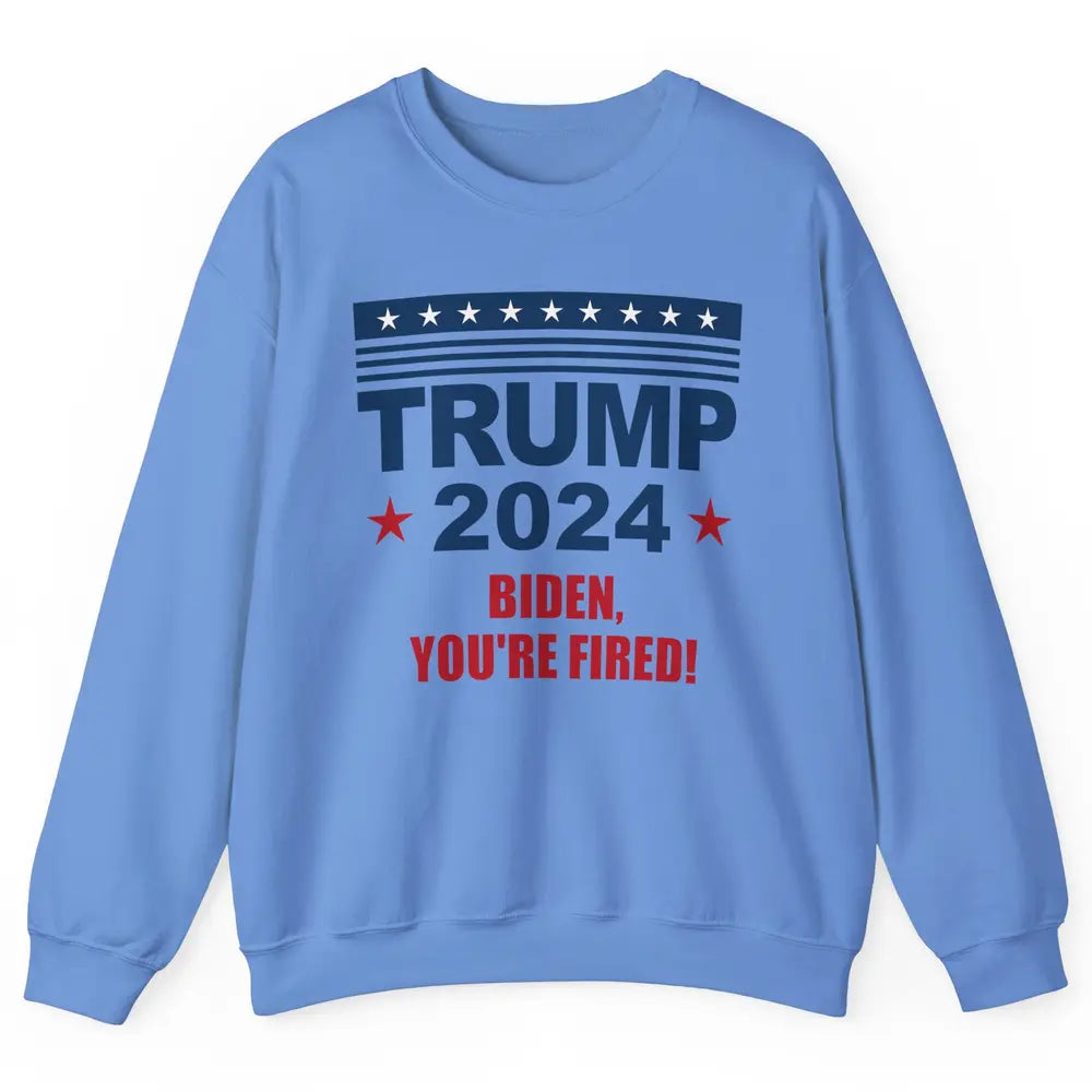 Retro US Flag Trump 2024 Return Biden You're Fired Patriot Unisex Crewneck Sweatshirt