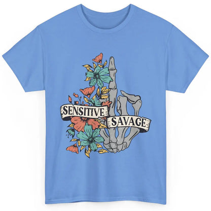 Floral Skull Sensitive Savage Motivational Inspirational Classic Unisex T-Shirt