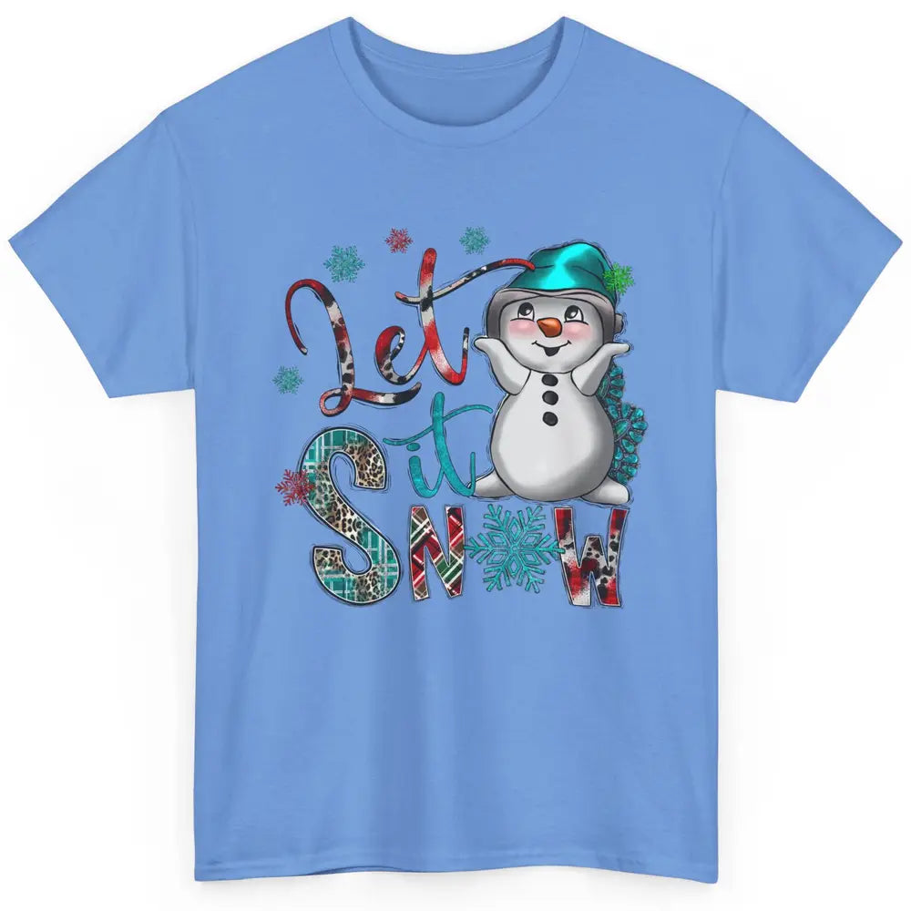 Leopard Snow Man Let It Snow Snowflakes Western Christmas Classic Unisex T-Shirt