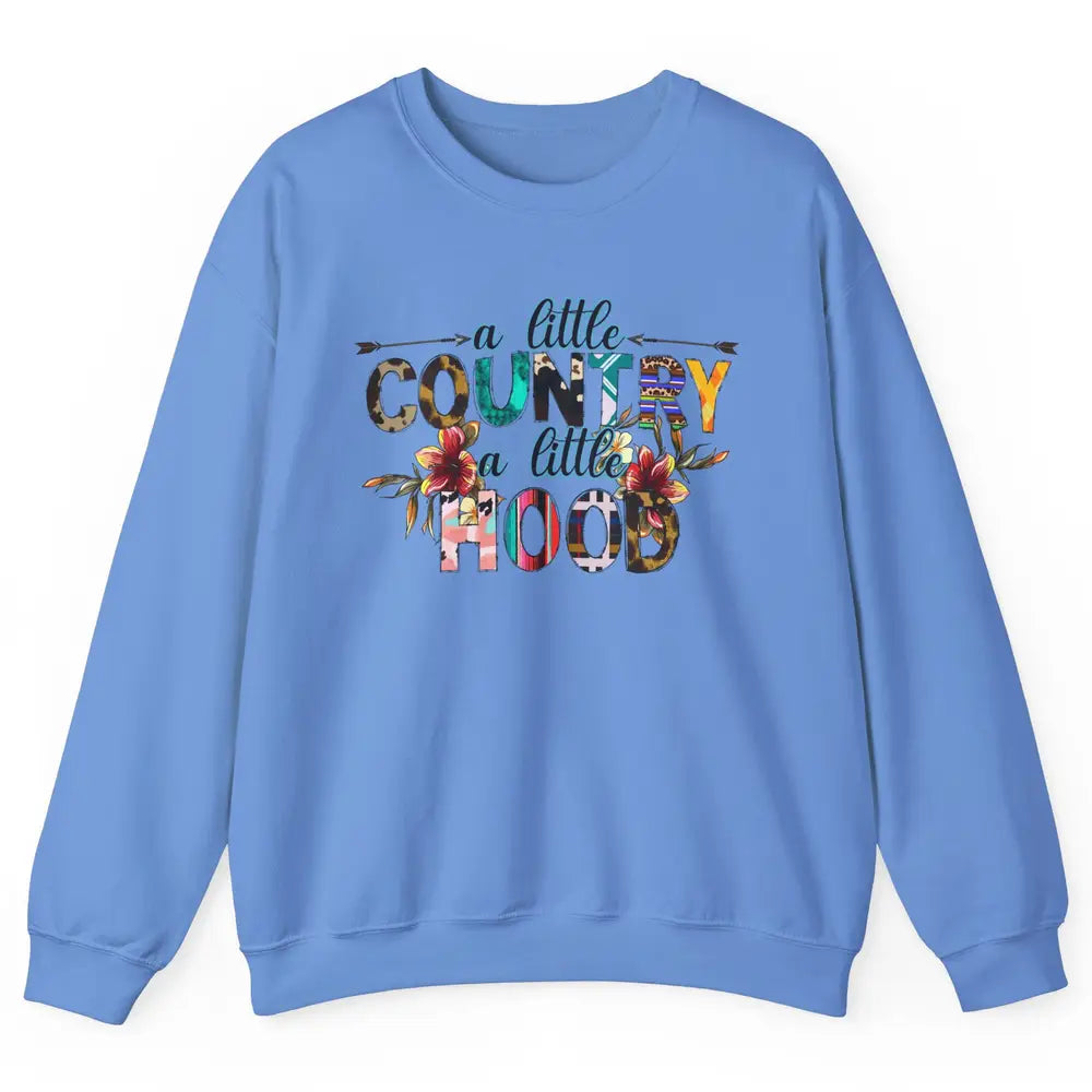 A Little Hood A Little Country Turquoise Western Country Unisex Crewneck Sweatshirt