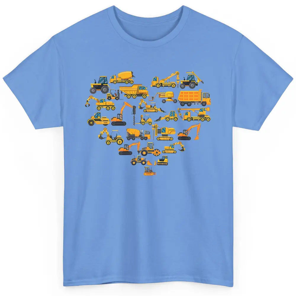 Types Of Construction Excavator Bulldozer Truck Heart Love Classic Unisex T-Shirt