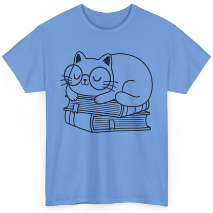 Cute Cat And Books Cute Reading Cat Lover Gift Librarian Classic Unisex T-Shirt