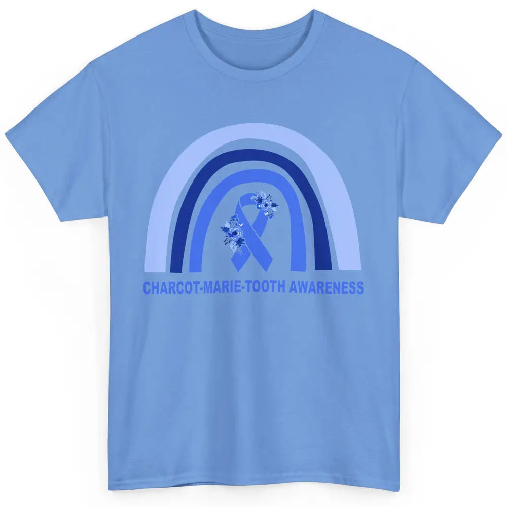 Charcot-marie-tooth Disease Awareness Floral Blue Rainbow Classic Unisex T-Shirt