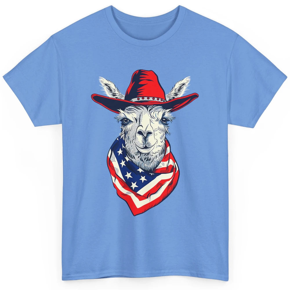 Funny Alpaca Cowboy Western Country Llama Rodeo USA Flag Retro Howdy Classic Unisex T-Shirt