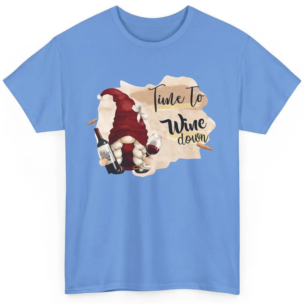 Christmas Gnome Wine It's Time to Wine Down Winter Holiday Classic Unisex T-Shirt