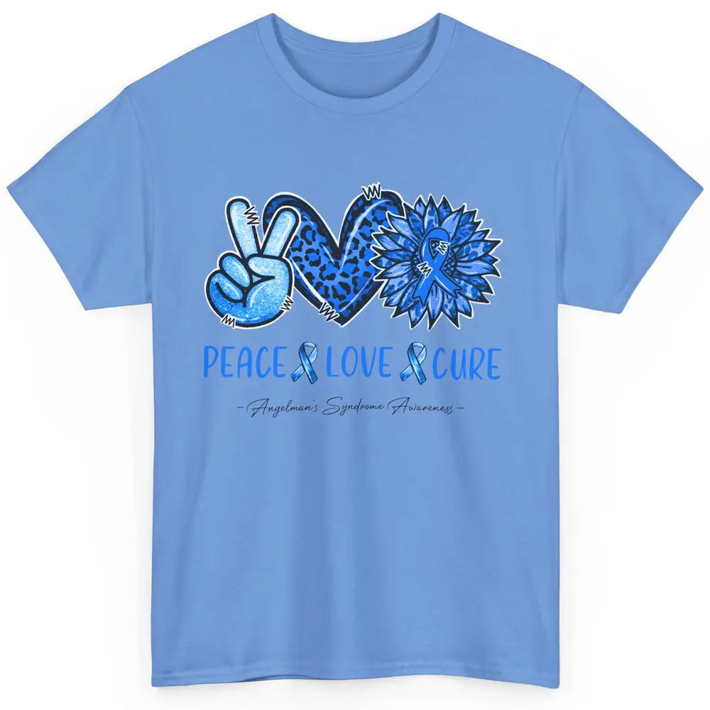 Angelman's Syndrome Blue Ribbon Peace Love Cure Sunflower Classic Unisex T-Shirt