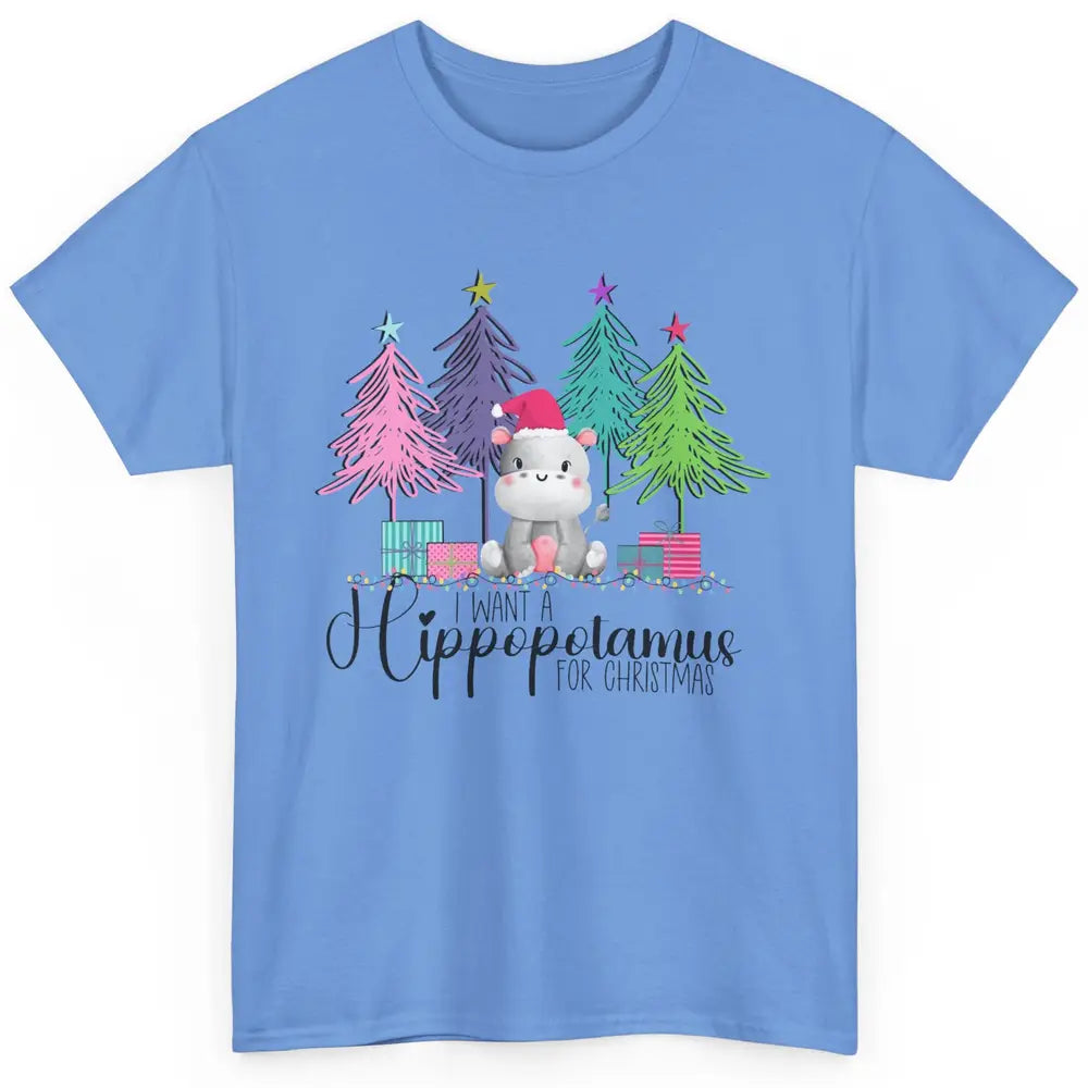 I Want A Hippopotamus For Christmas Tree Hippo Doodle Draw Classic Unisex T-Shirt