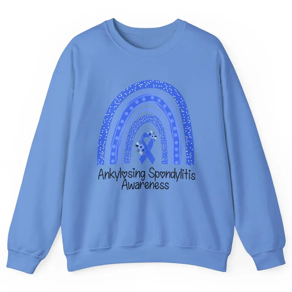 Ankylosing Spondylitis Awareness Support Floral Blue Rainbow Unisex Crewneck Sweatshirt