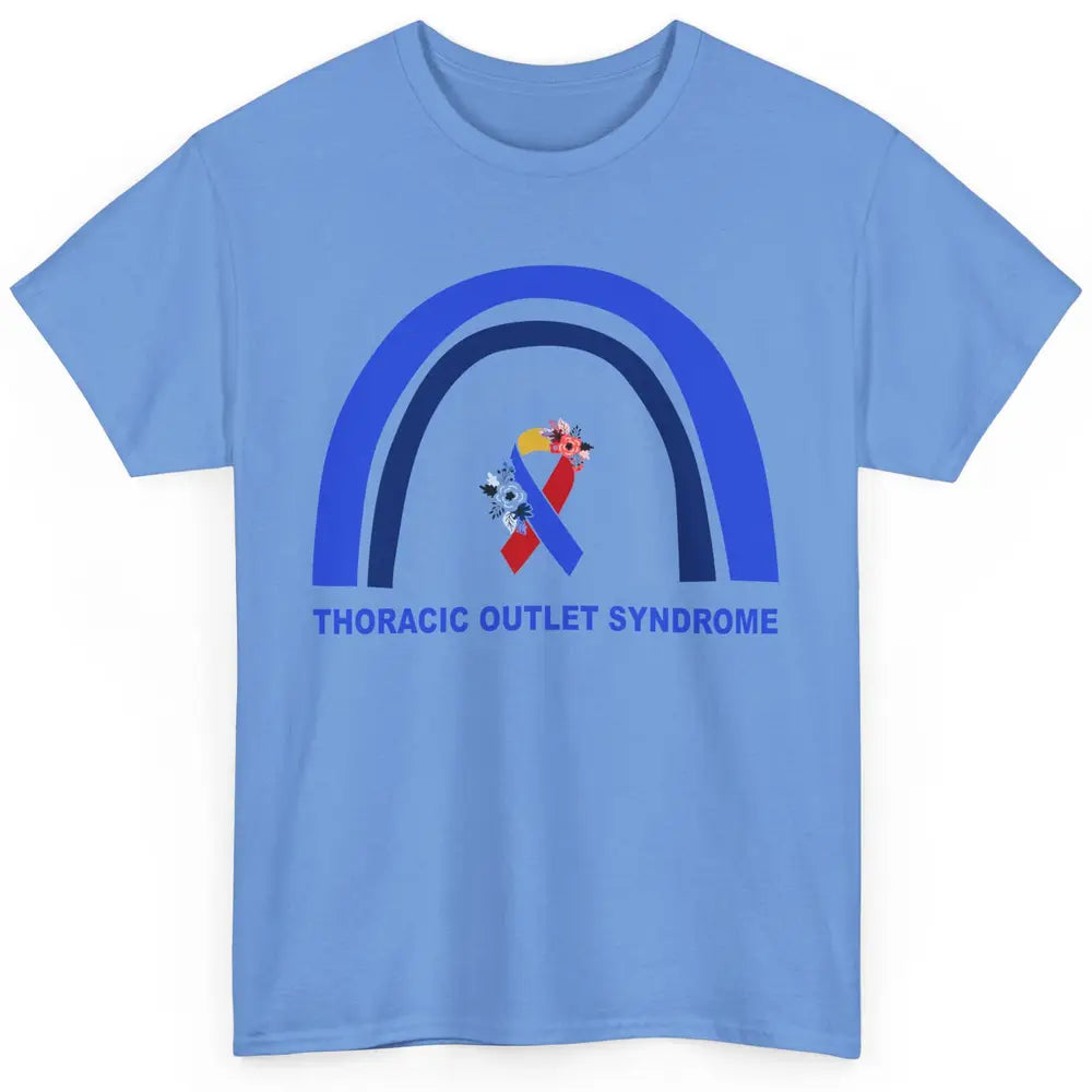 Thoracic Outlet Syndrome Awareness Floral Blue Red Ribbon Classic Unisex T-Shirt