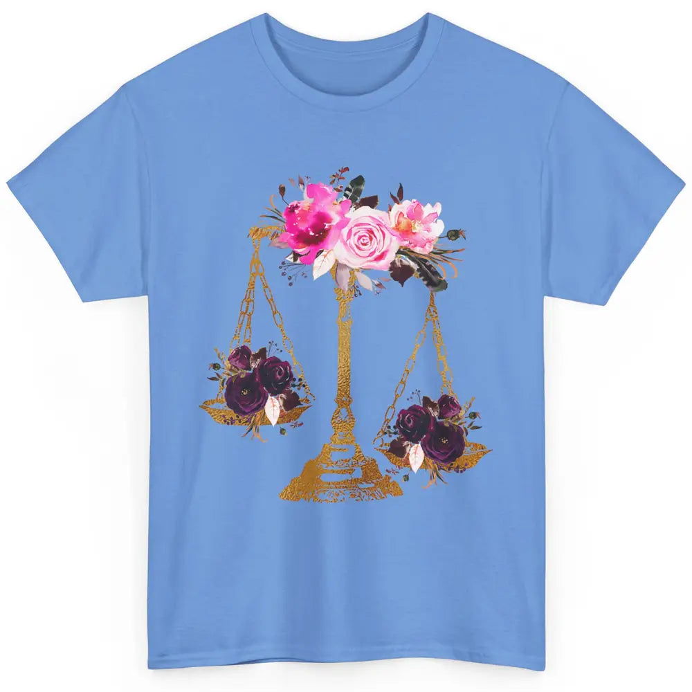 Wildflowers Lawyer Office Scales Roses Justice Law School Classic Unisex T-Shirt