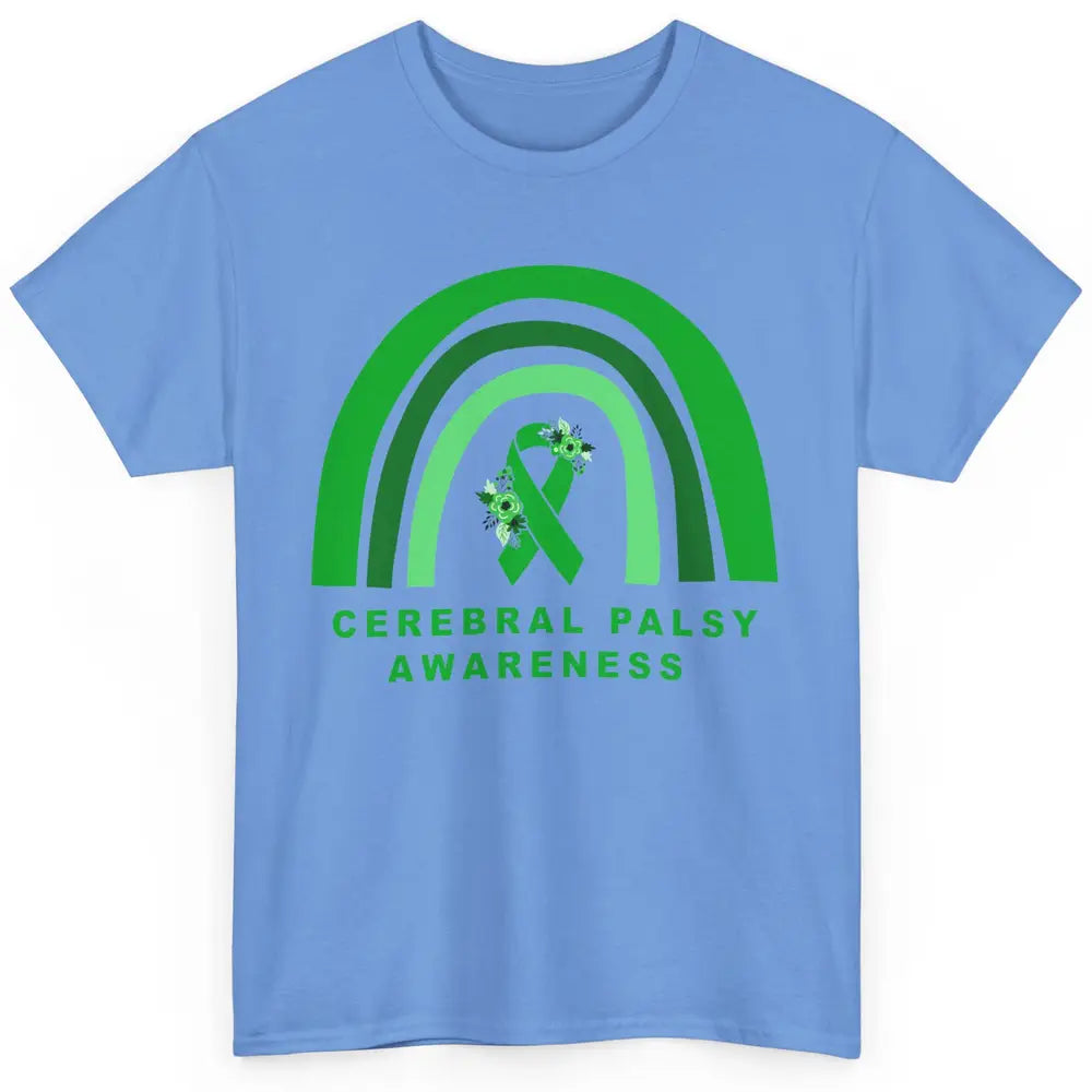 Cerebral Palsy Awareness Floral Green Rainbow Brain Disease Classic Unisex T-Shirt