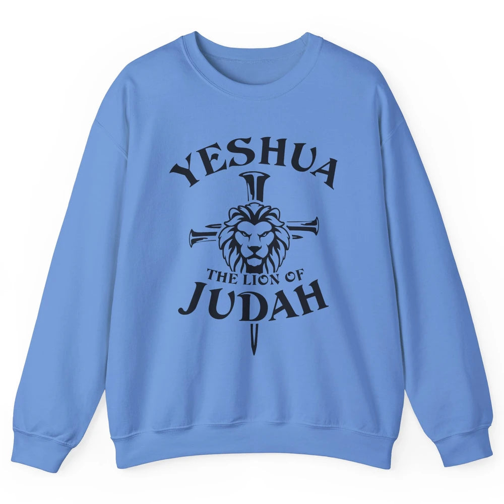 Yeshua Jesus Cross Lion Of Judah Christian Faith Religious Unisex Crewneck Sweatshirt