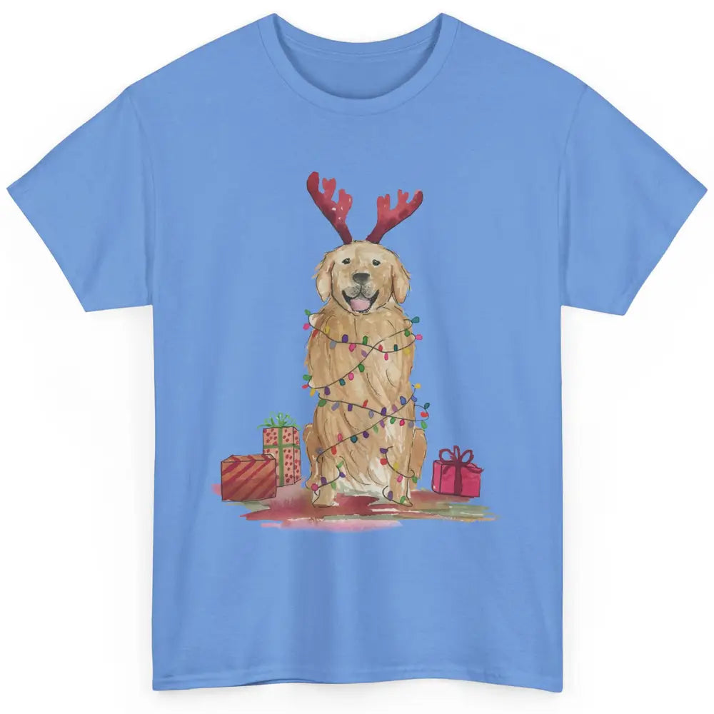 Santa Golden Retriever Reindeer Snowflake Christmas Costume Classic Unisex T-Shirt