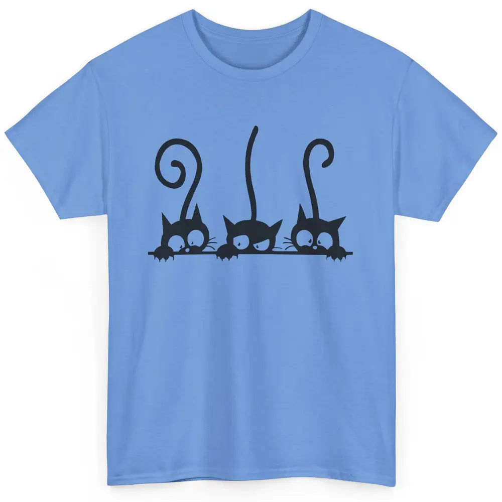 Cute Peeking Black Cats In A Row Funny Hiding Kitten Lovers Classic Unisex T-Shirt