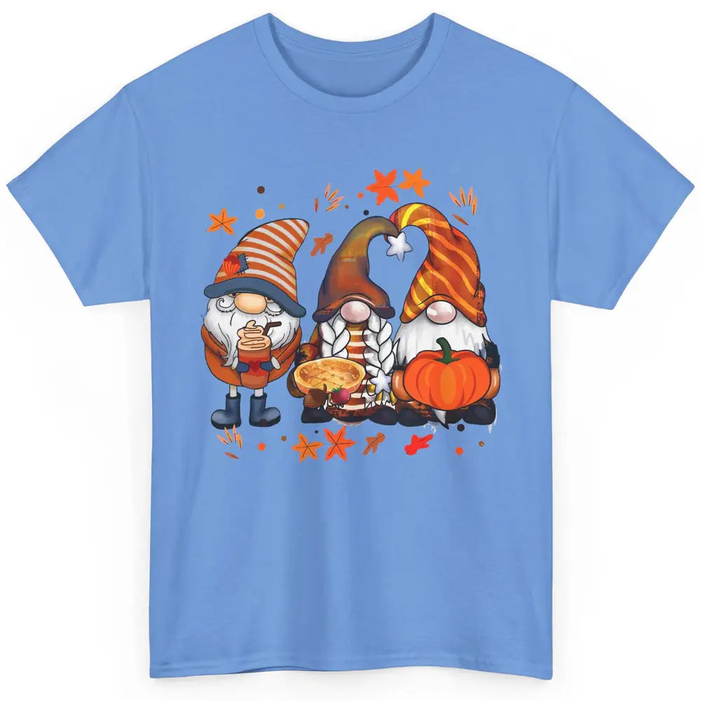 Retro Fall Gnomies Pumpkin Falling Leaves Thanksgiving Gnome Classic Unisex T-Shirt