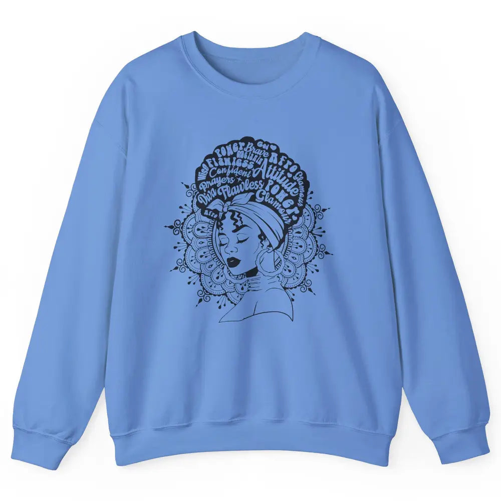 Afro Melanin Woman Turban Hair Quotes African American Woman Unisex Crewneck Sweatshirt