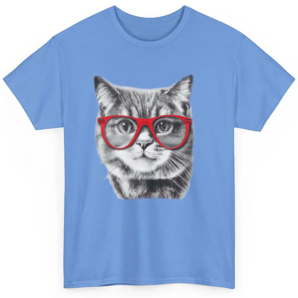 Funny Cat With Red Glasses Kitten Pets Cat Lovers Gift Classic Unisex T-Shirt