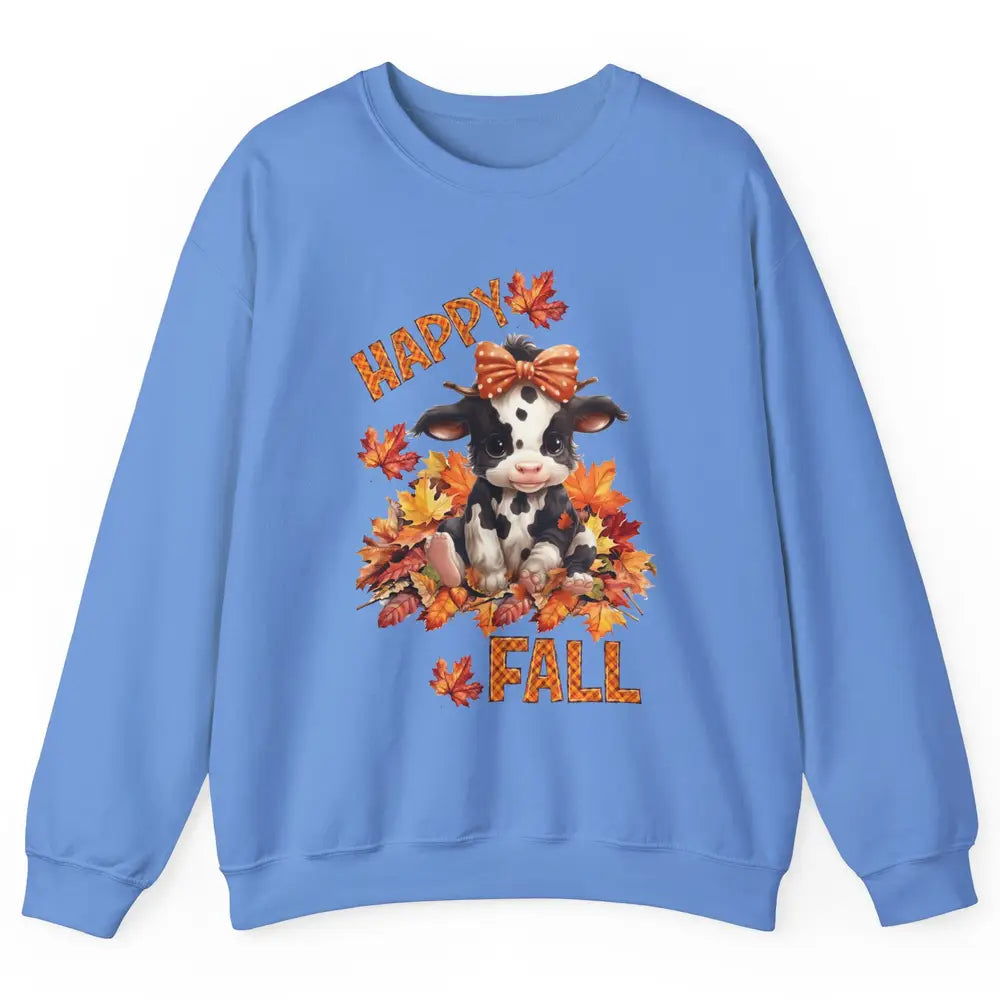 Cute Baby Cow Bandana Hay Fall Pumpkin Thanksgiving Autumn Unisex Crewneck Sweatshirt