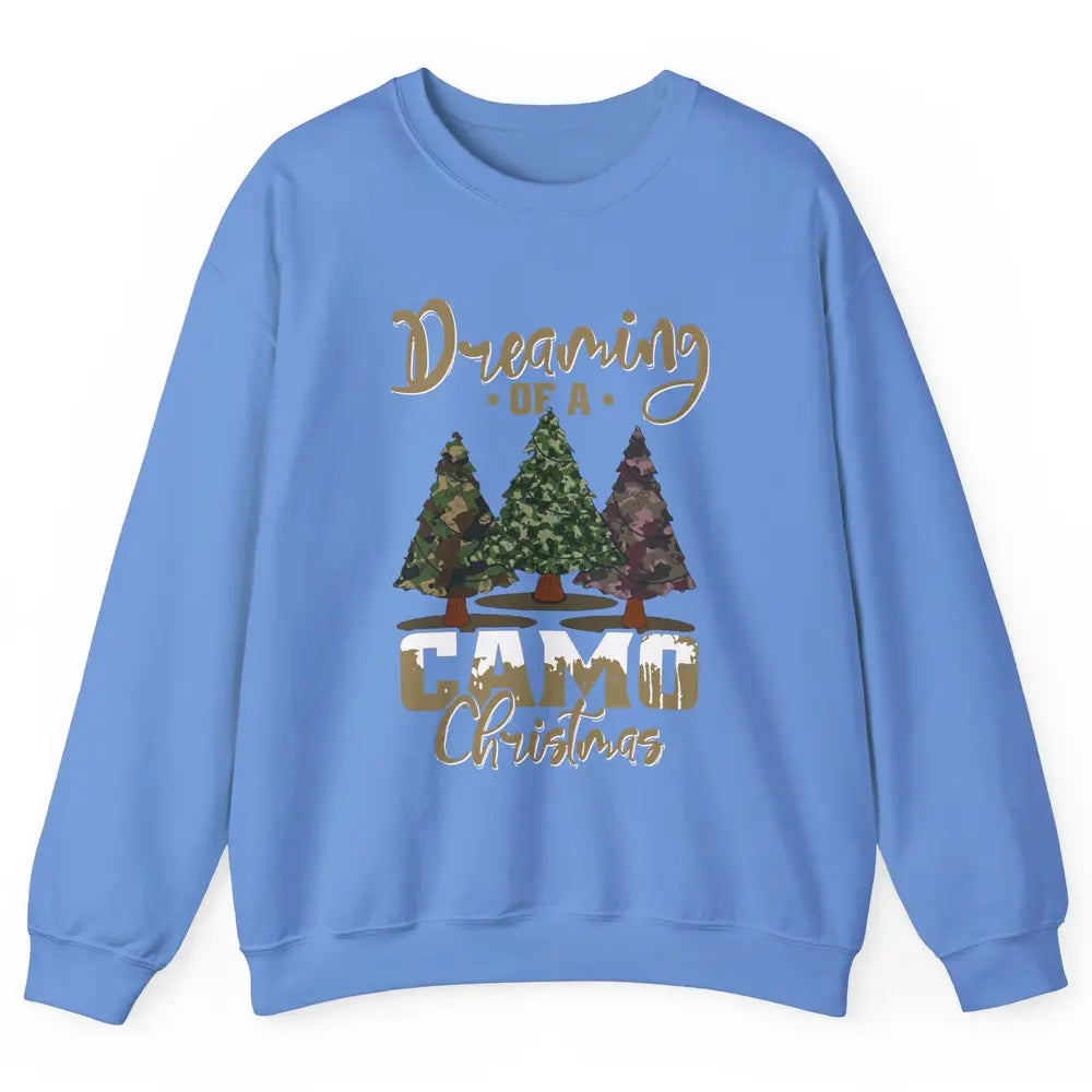 Christmas Tree Dreaming Of A Camo Christmas Veteran Gift Unisex Crewneck Sweatshirt