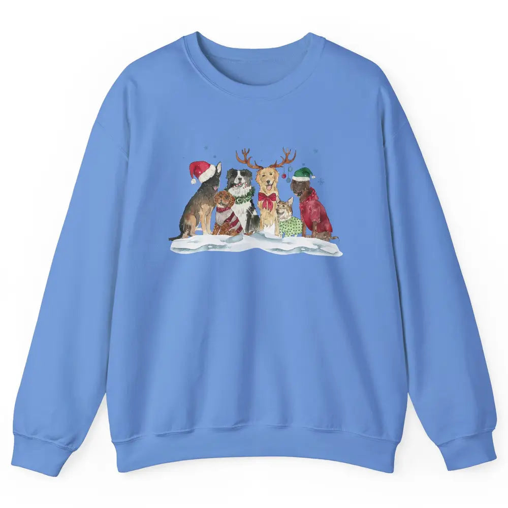 Funny Happy Howliday Corgi Golden Retriever Poodle Christmas Unisex Crewneck Sweatshirt