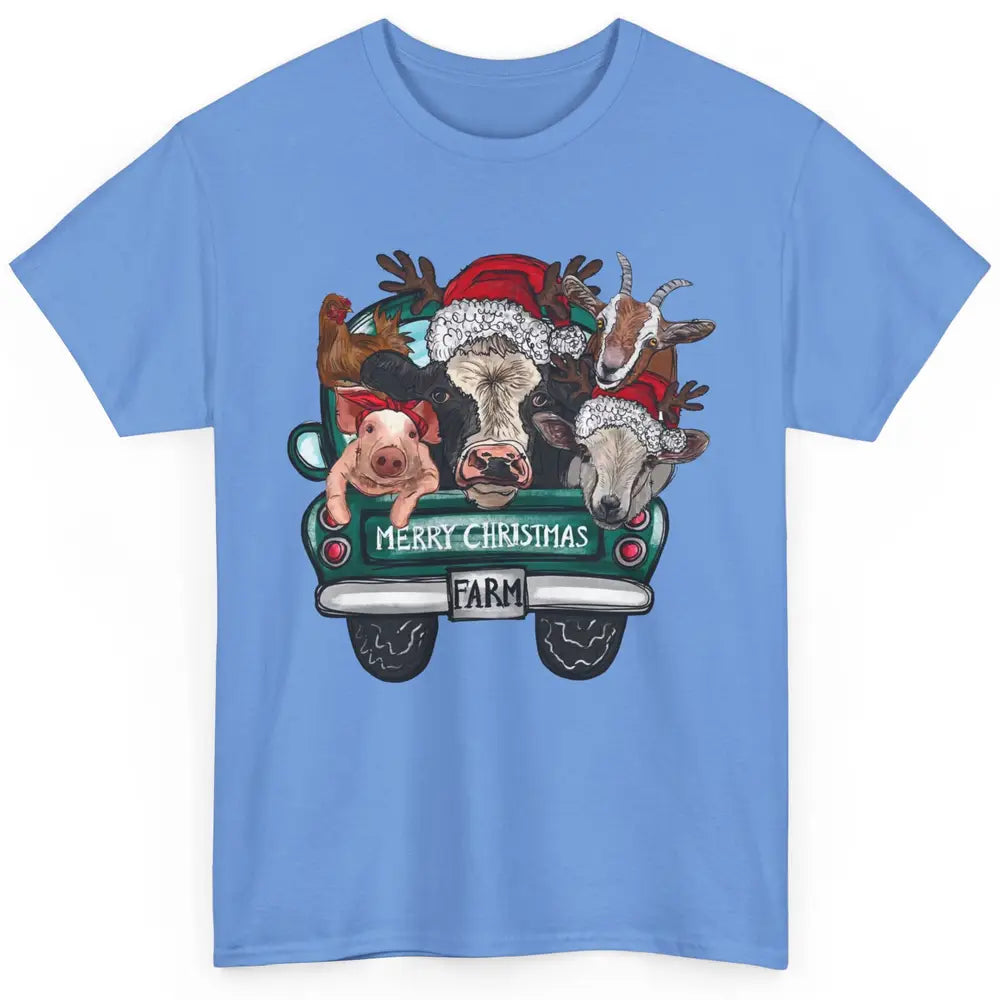 Heifer Merry Christmas Truck Pig Goat Farm Animals Christmas Classic Unisex T-Shirt