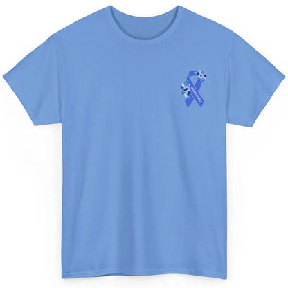 Syringomyelia Awareness Floral Blue Ribbon Rainbow Classic Unisex T-Shirt