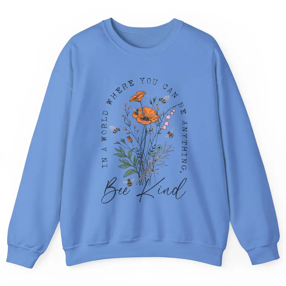 Vintage Bee Kind Daisy Minimalist Positive Mind Wildflower Unisex Crewneck Sweatshirt