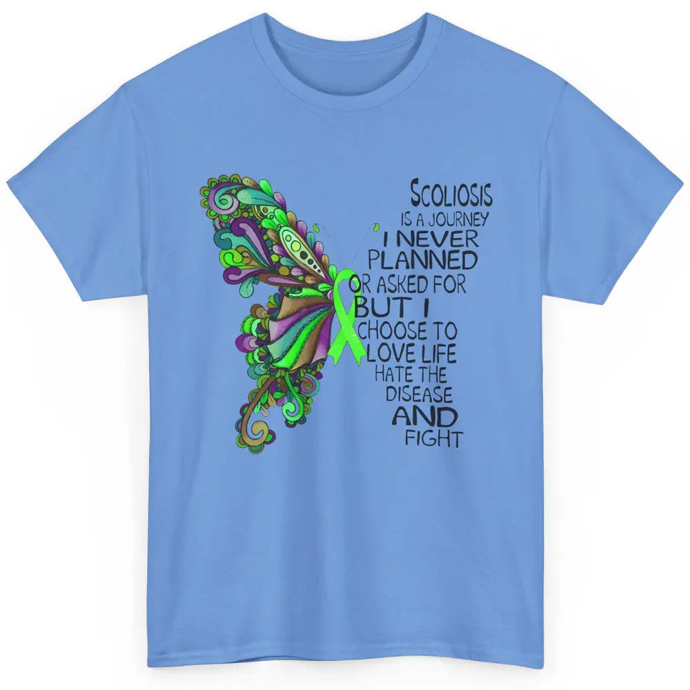 Scoliosis Is A Journey Scoliosis Awareness Butterfly Ribbon Classic Unisex T-Shirt