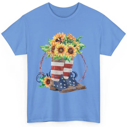 Retro Sunflower US Flag Cowboy Boots Let's Go Girls Cowgirls Classic Unisex T-Shirt