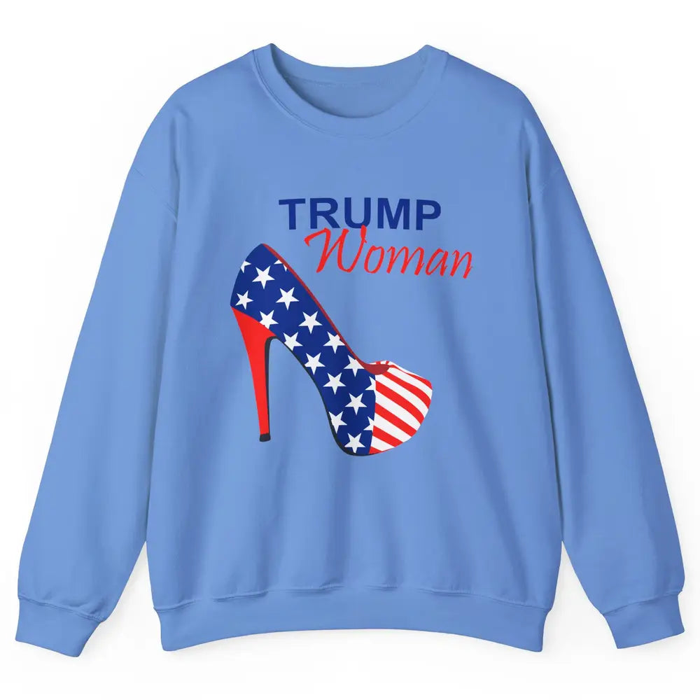 Trump Woman American Flag High Heel Republican Trump Support Unisex Crewneck Sweatshirt