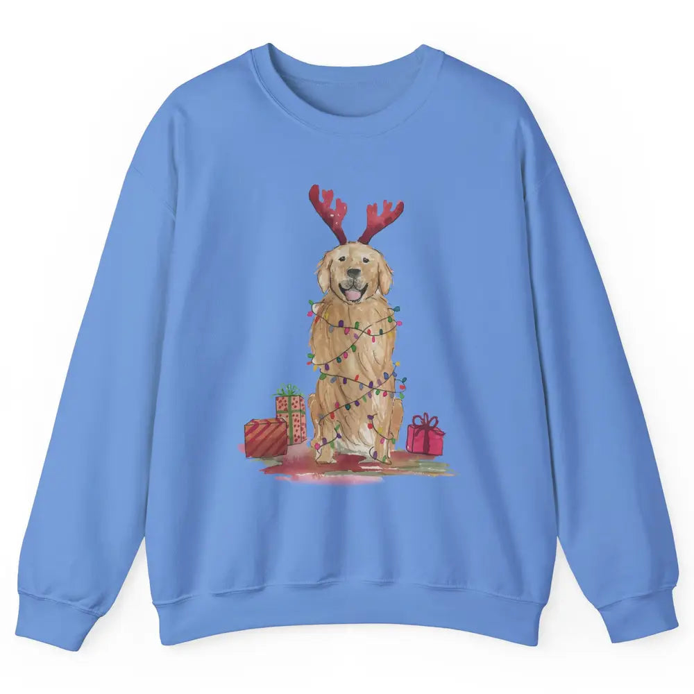 Santa Golden Retriever Reindeer Snowflake Christmas Costume Unisex Crewneck Sweatshirt