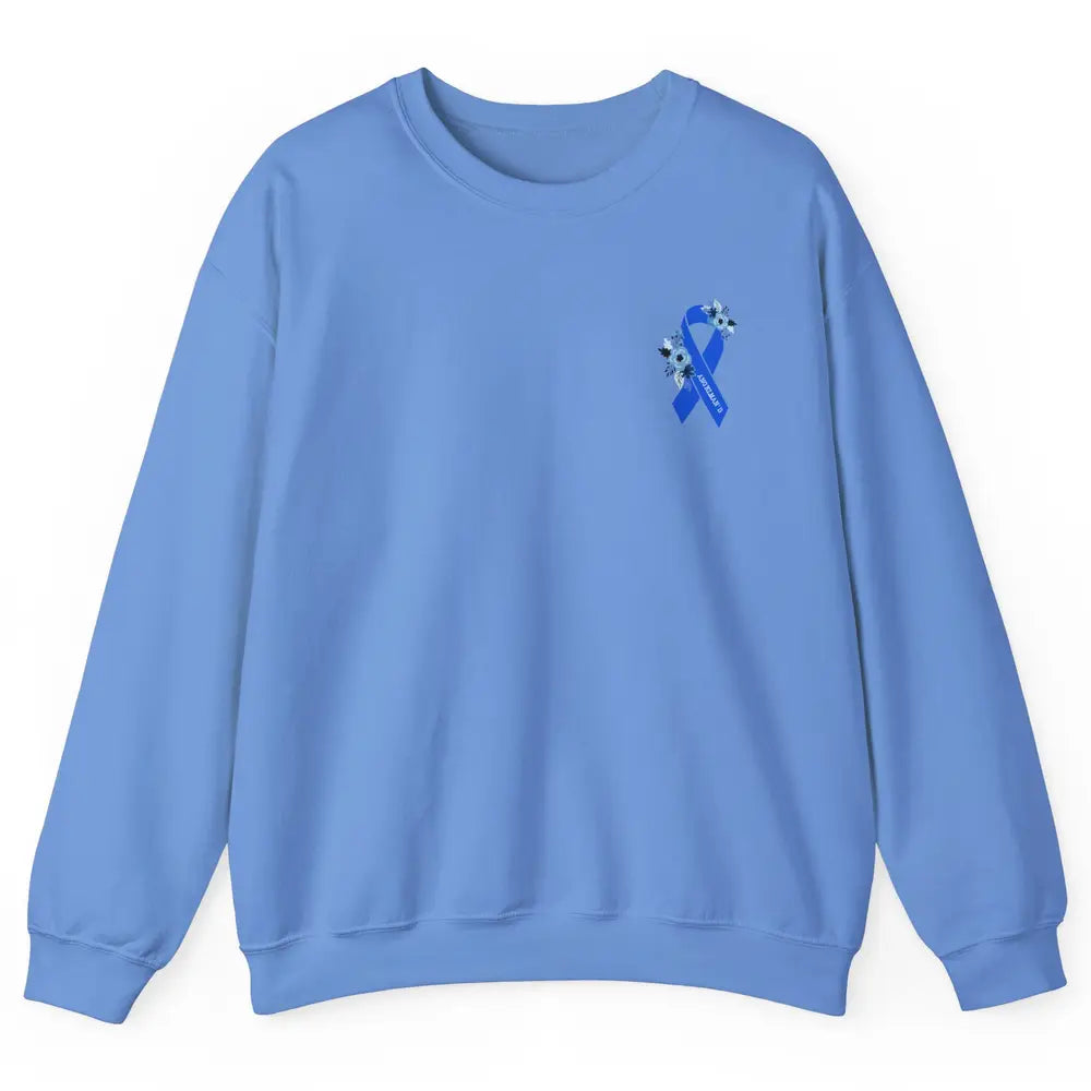 We Wear Blue Angelmans Syndrome Awareness Floral Blue Ribbon Unisex Crewneck Sweatshirt