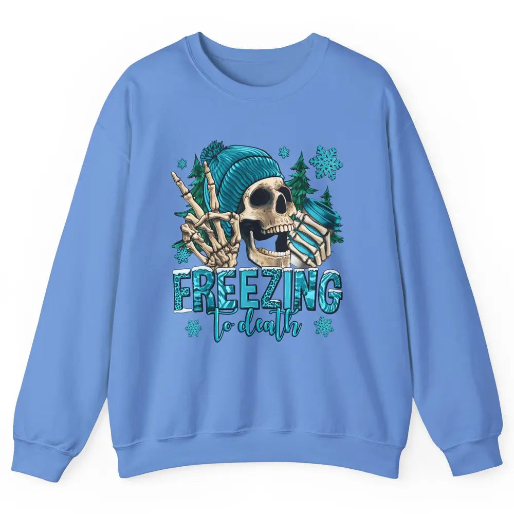 Funny Leopard Skull Freezing To Death Funny Christmas Winter Unisex Crewneck Sweatshirt