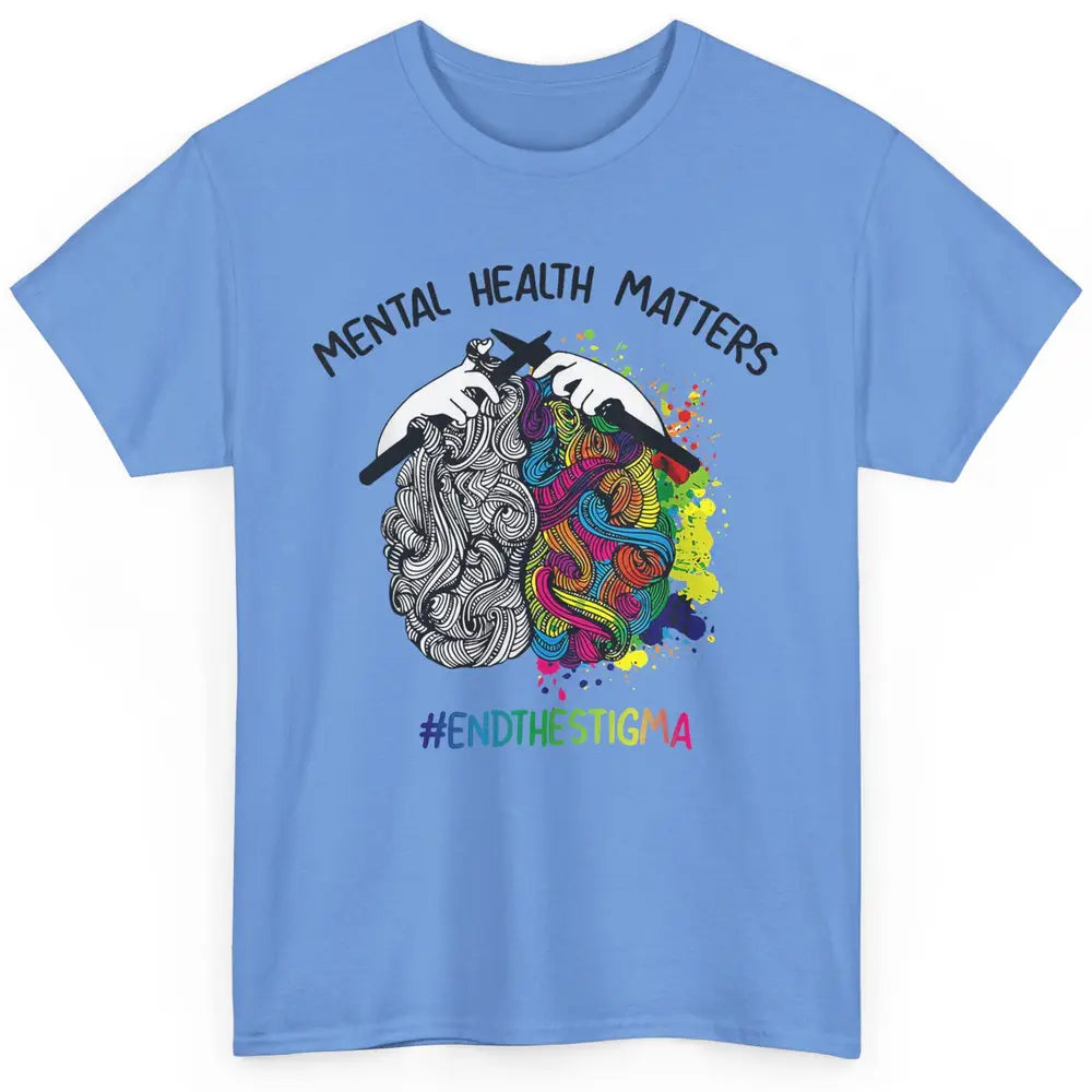 Brain Knitting Mental Health Matters Awareness Crochet Quilt Classic Unisex T-Shirt