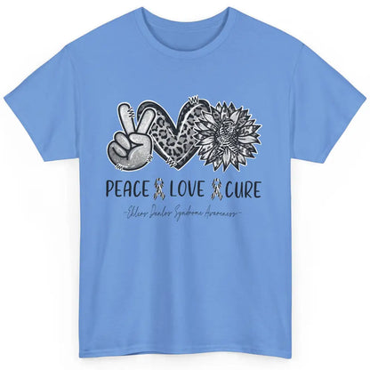 Ehlers Danlos Syndrome EDS Peace Love Cure Leopard Sunflower Classic Unisex T-Shirt