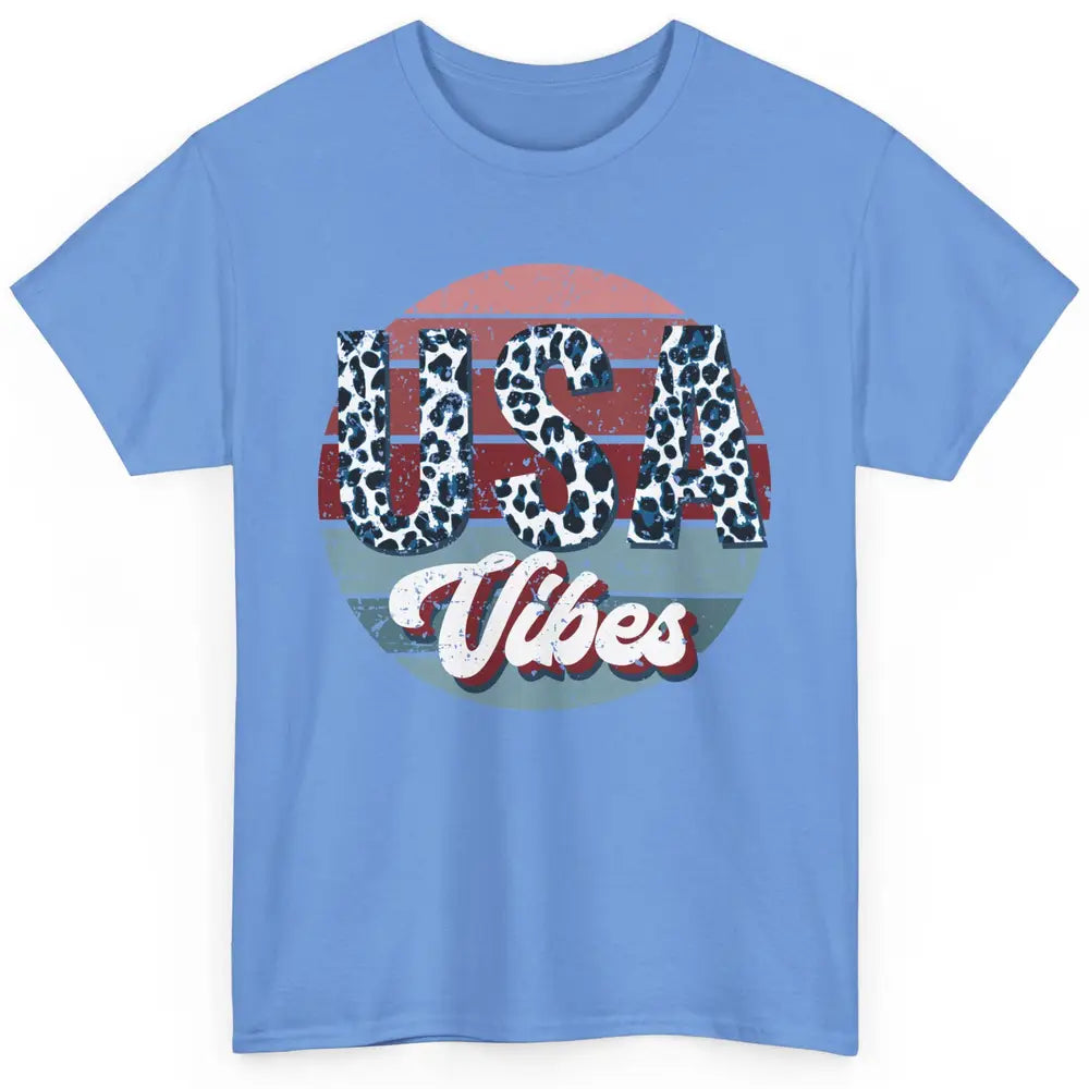 Vintage USA Vibes Leopard Patriots Independence Day Gift Classic Unisex T-Shirt