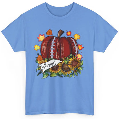 Football Pumpkin Tis The Season Sunflower Fall Leaves Autumn Classic Unisex T-Shirt